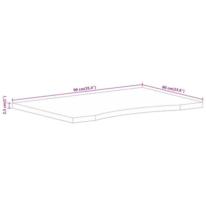 Solid Mango Wood Desktop 90x60x2.5 cm with Curve Design