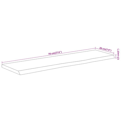Acacia Live Edge Solid Wood Wall Shelf, 70x20x2.5 cm