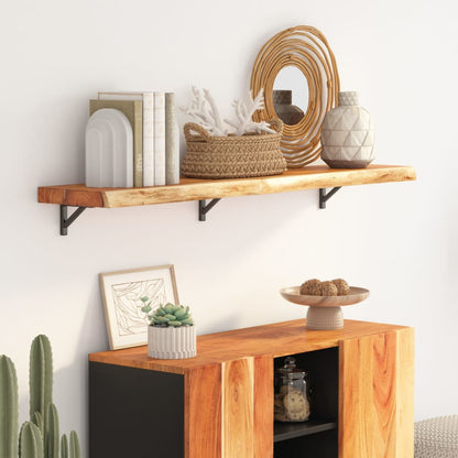Acacia Live Edge Wall Shelf - Solid Wood, 120cm Rectangular Design