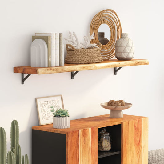 Acacia Live Edge Wall Shelf - Solid Wood, 120cm Rectangular Design