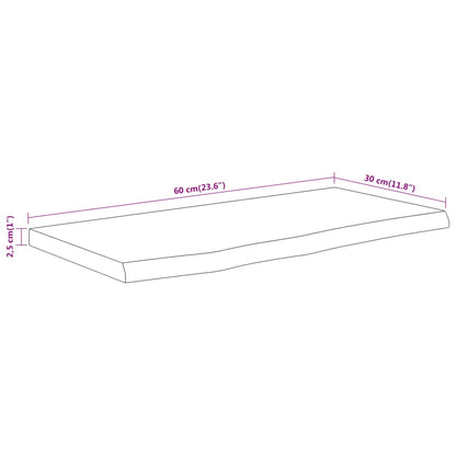 Solid Acacia Live Edge Wall Shelf 60x30 cm - Natural Wood Finish