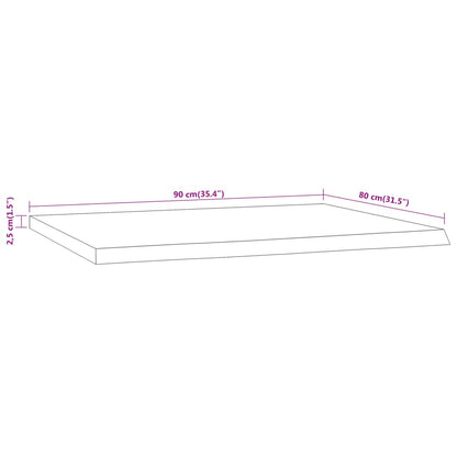 Desk Top 90x80x2.5 cm Rectangular Solid Wood Acacia Live Edge