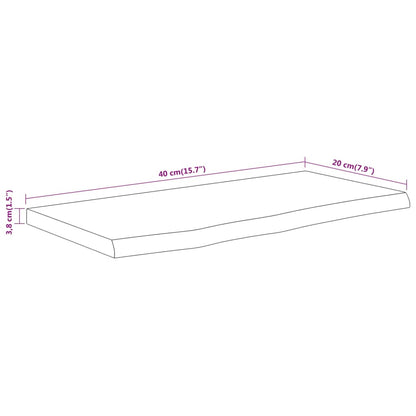 Acacia Live Edge Wall Shelf 40x20cm - Solid Wood Rectangular Design