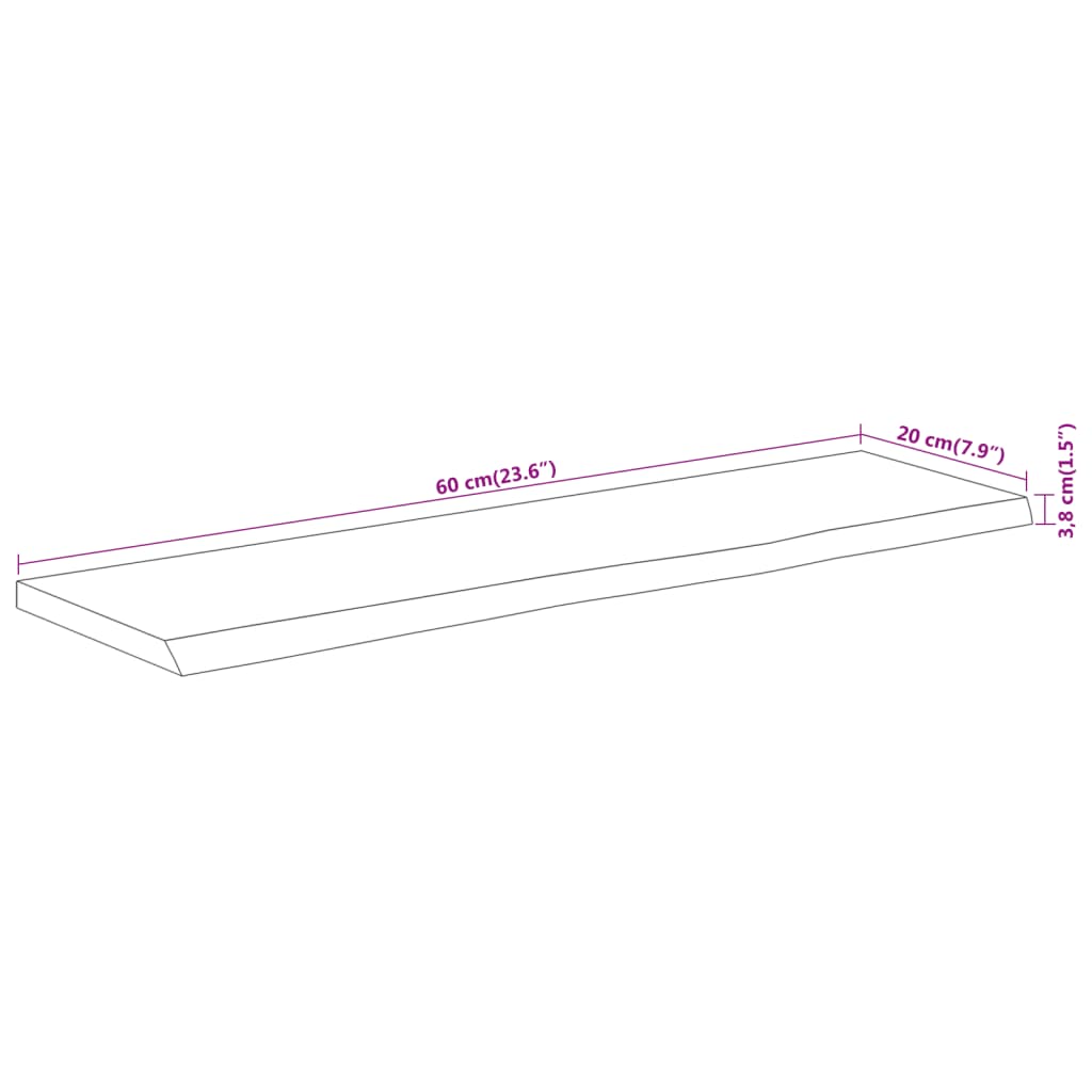 Acacia Live Edge Solid Wood Wall Shelf 60x20 cm Rectangular