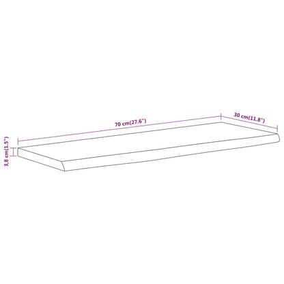 Acacia Live Edge Wall Shelf, 70x30x3.8 cm, Solid Wood Rectangular