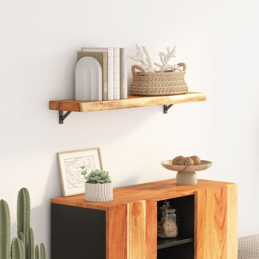 Acacia Live Edge Wall Shelf, 70x30x3.8 cm, Solid Wood Rectangular