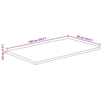 Table Top 100x60x3.8 cm Rectangular Solid Wood Acacia Live Edge