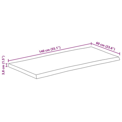 Table Top 140x60x3.8 cm Rectangular Solid Wood Acacia Live Edge