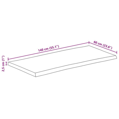 Live Edge Solid Mango Wood Tabletop 140x60x2.5 cm