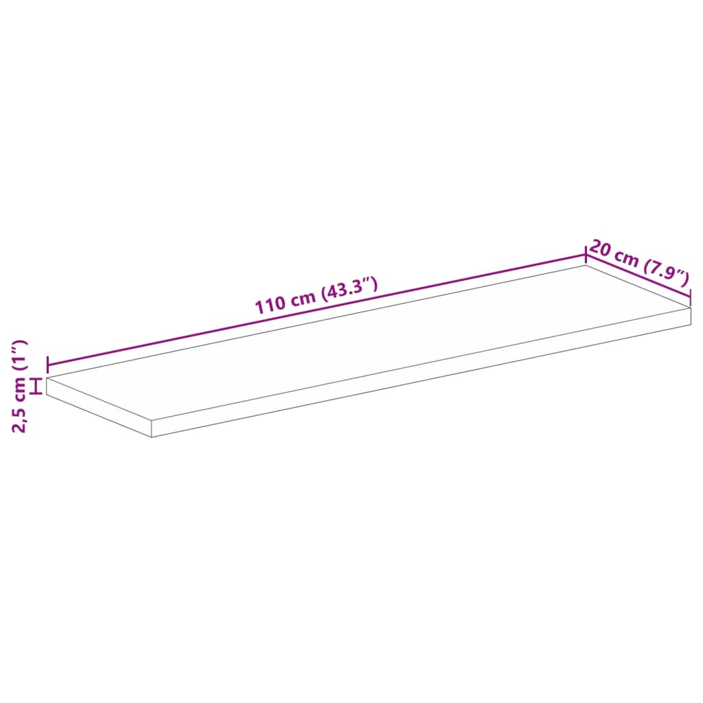 Table Top 110x20x2.5 cm Rectangular Solid Wood Mango