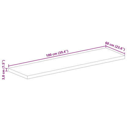 Solid Mango Wood Rectangular Table Top, 100x60 cm