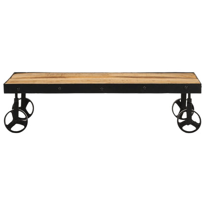 Coffee Table with Wheels Solid Mango Wood 100x55x26 cm