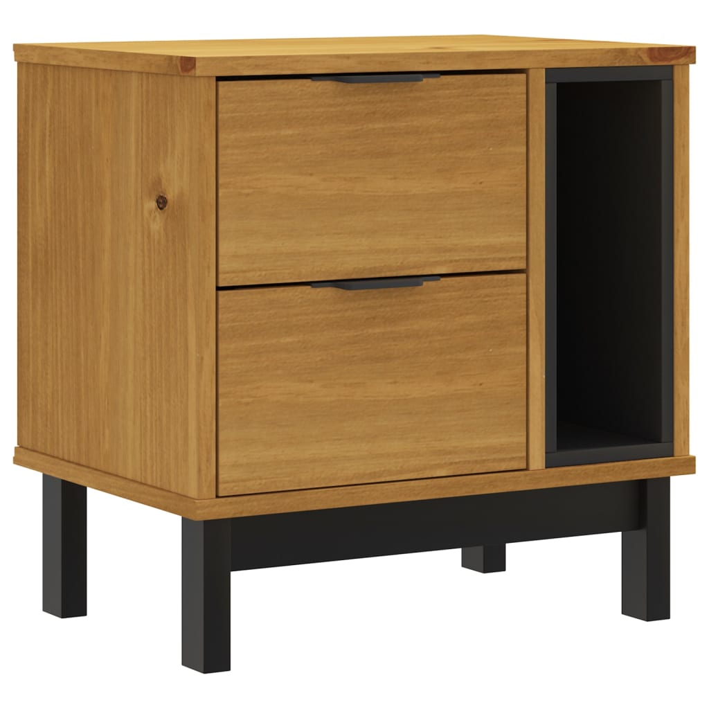 Solid Pine Wood Bedside Cabinet FLAM - 49x35x50 cm - Natural Finish