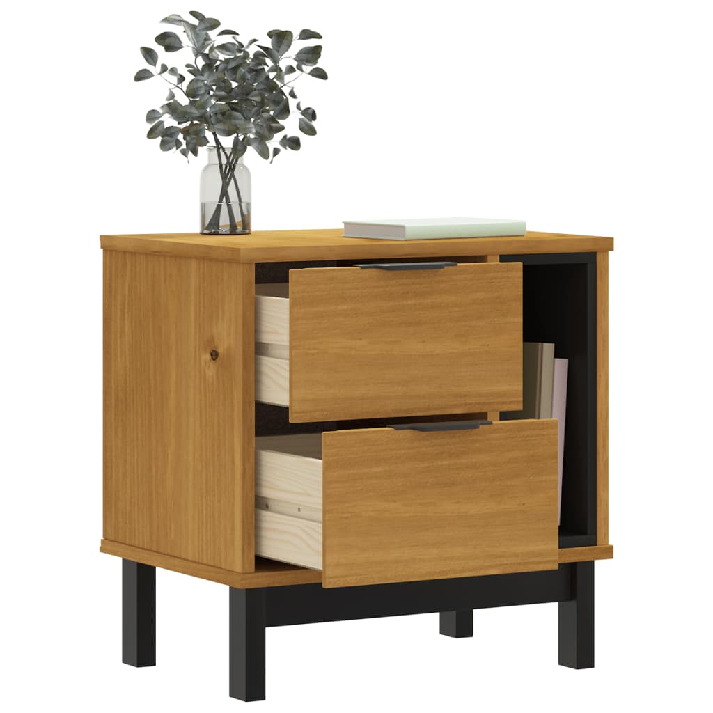 Solid Pine Wood Bedside Cabinet FLAM - 49x35x50 cm - Natural Finish