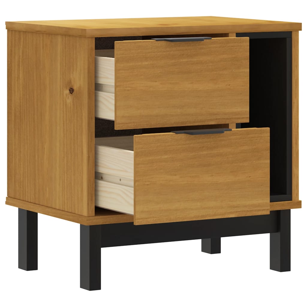 Solid Pine Wood Bedside Cabinet FLAM - 49x35x50 cm - Natural Finish