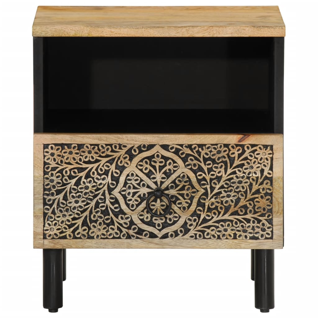 Solid Mango Wood Bedside Cabinet 40x33x46 cm - Natural Finish