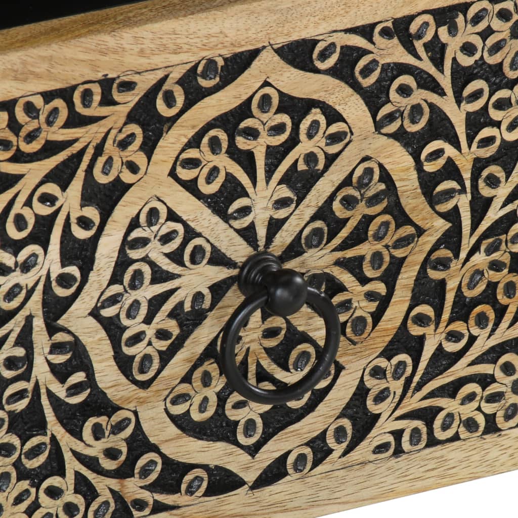 Solid Mango Wood Bedside Cabinet 40x33x46 cm - Natural Finish