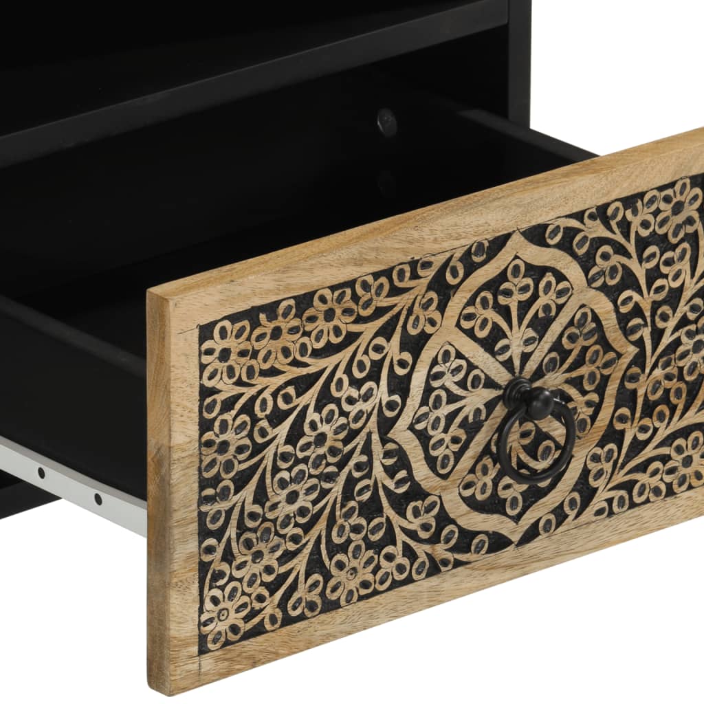 Solid Mango Wood Bedside Cabinet 40x33x46 cm - Natural Finish