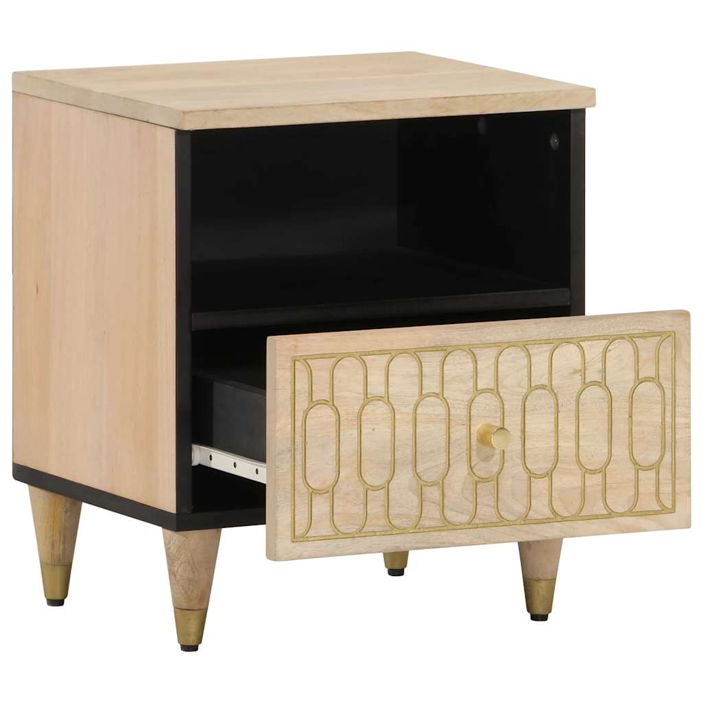 Solid Mango Wood Bedside Cabinets Set, 2pcs, 40x33x46 cm