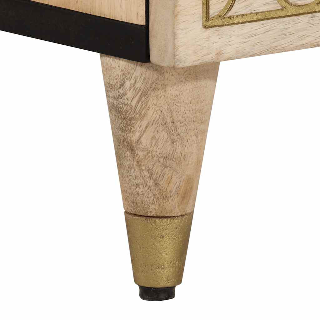 Solid Mango Wood Bedside Cabinets Set, 2pcs, 40x33x46 cm