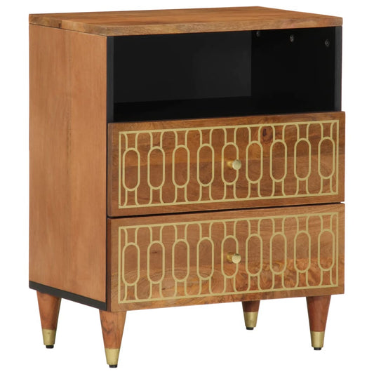 Solid Mango Wood Bedside Cabinet 50x33x62cm - Elegant & Durable
