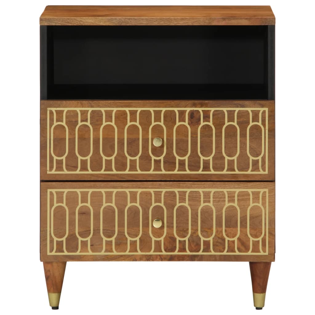 Solid Mango Wood Bedside Cabinet 50x33x62cm - Elegant & Durable