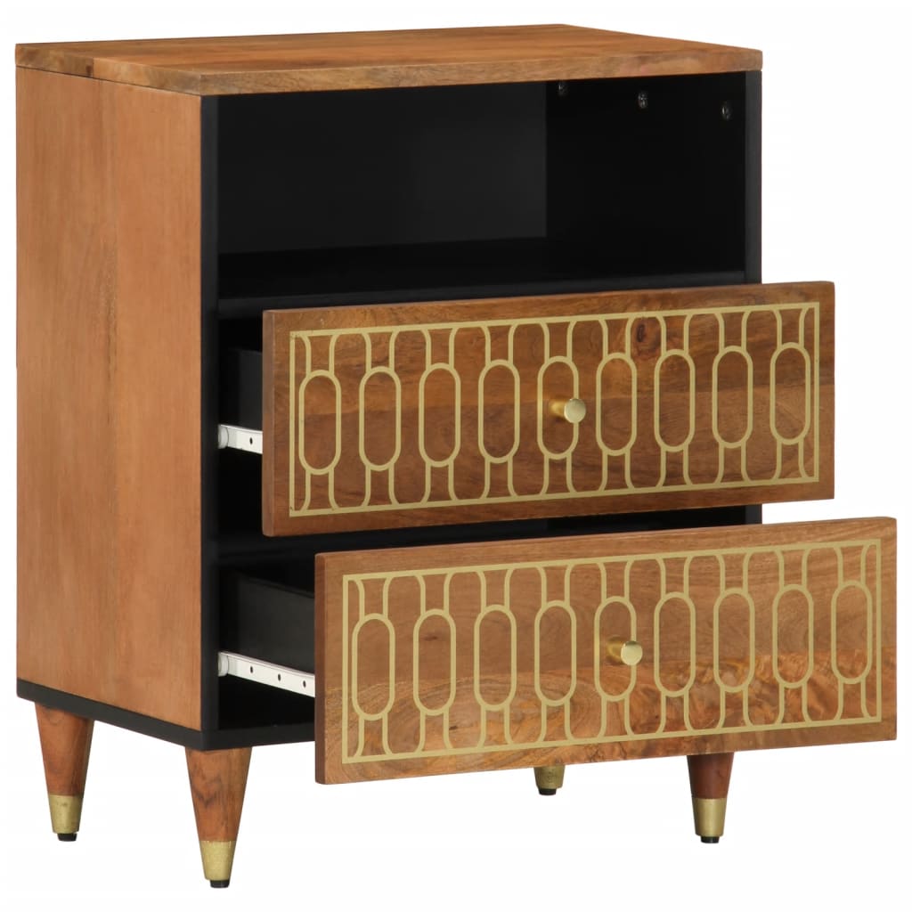 Solid Mango Wood Bedside Cabinet 50x33x62cm - Elegant & Durable