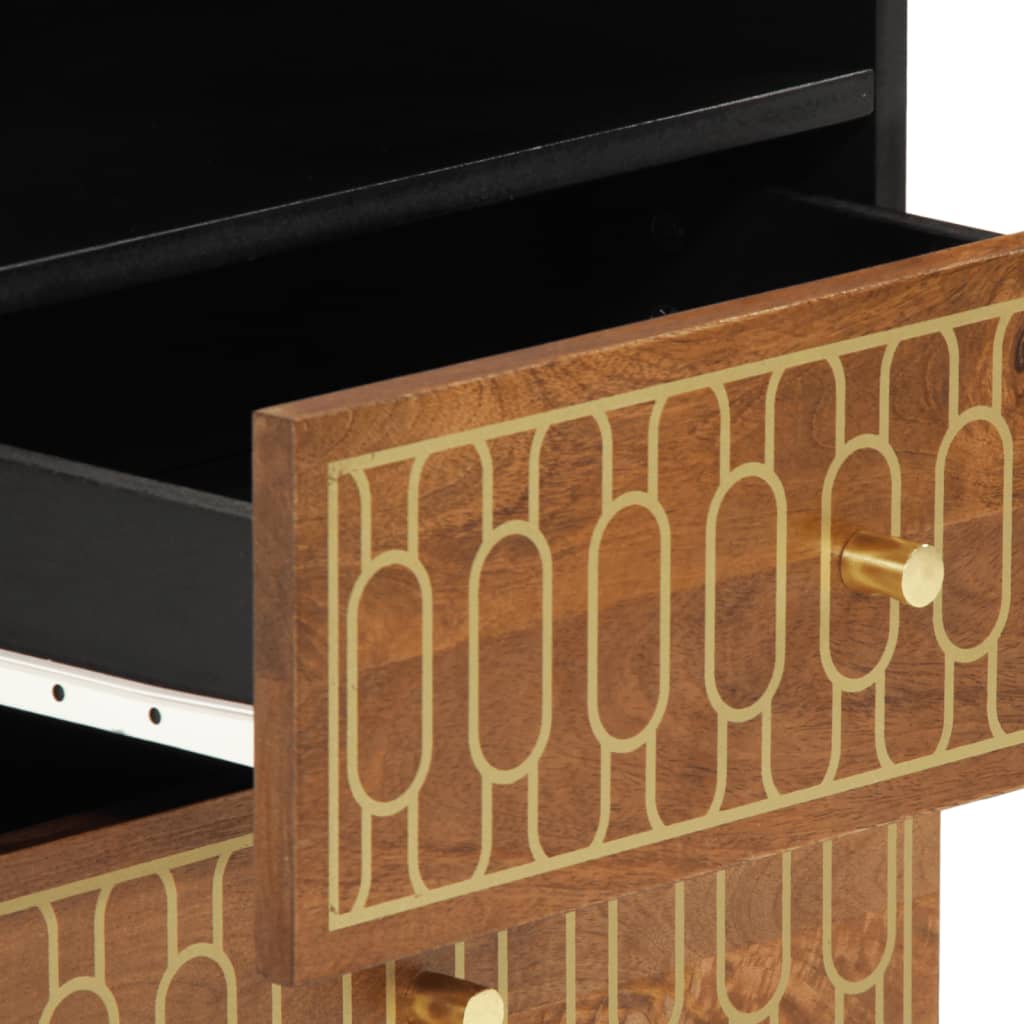 Solid Mango Wood Bedside Cabinet 50x33x62cm - Elegant & Durable