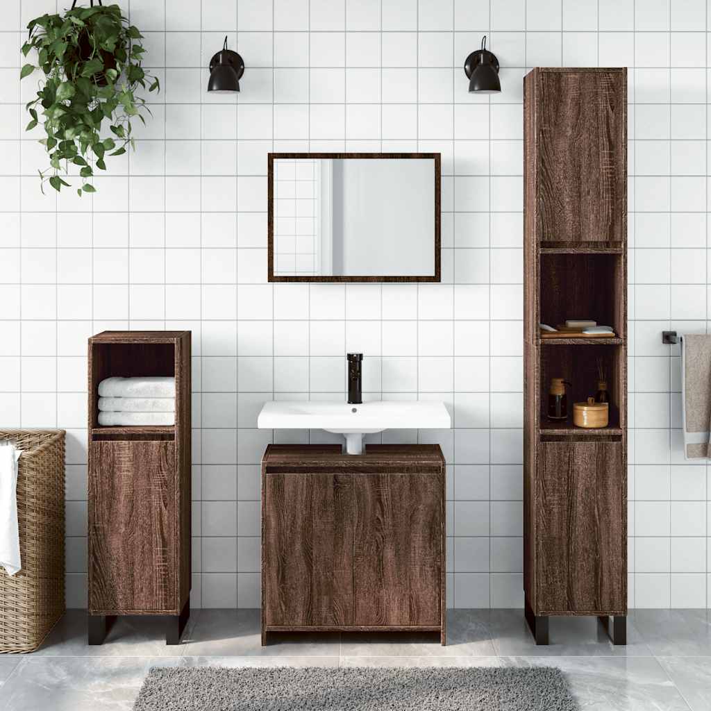 2-Piece Brown Oak Bathroom Set - Engineered Wood