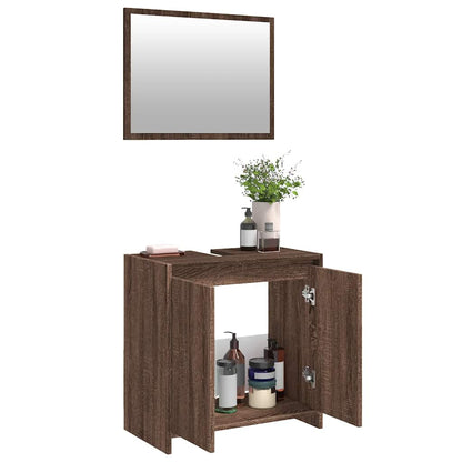 2-Piece Brown Oak Bathroom Set - Engineered Wood