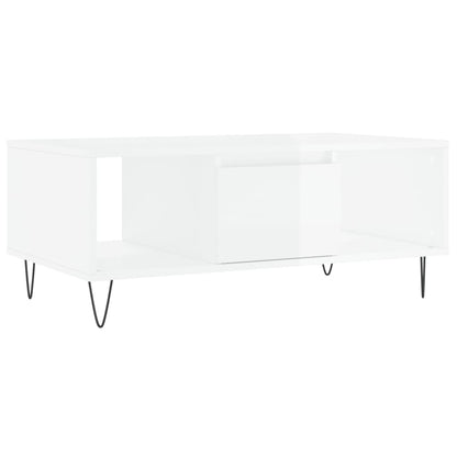 Coffee Table High Gloss White 90x50x36.5 cm Engineered Wood