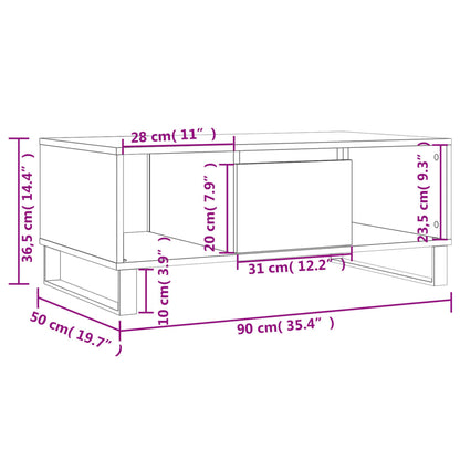 Coffee Table Black 90x50x36.5 cm Engineered Wood