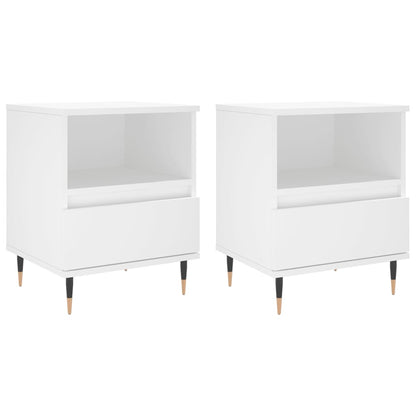 White Engineered Wood Bedside Cabinets 2pcs Set - 40x35x50 cm