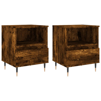 Smoked Oak Bedside Cabinets - Set of 2, 40x35x50 cm, Engineered Wood