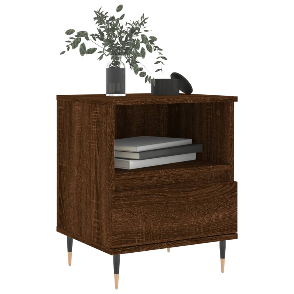 Brown Oak Bedside Cabinets Set of 2 - 40x35x50 cm Engineered Wood