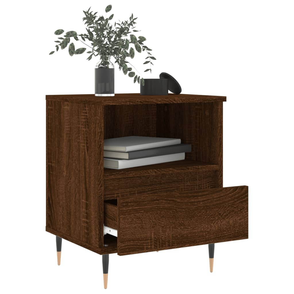 Brown Oak Bedside Cabinets Set of 2 - 40x35x50 cm Engineered Wood