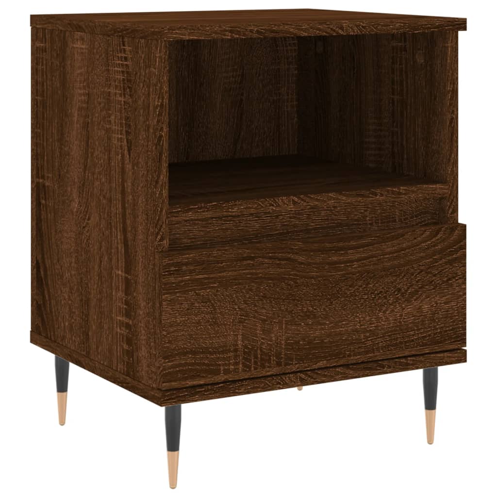 Brown Oak Bedside Cabinets Set of 2 - 40x35x50 cm Engineered Wood