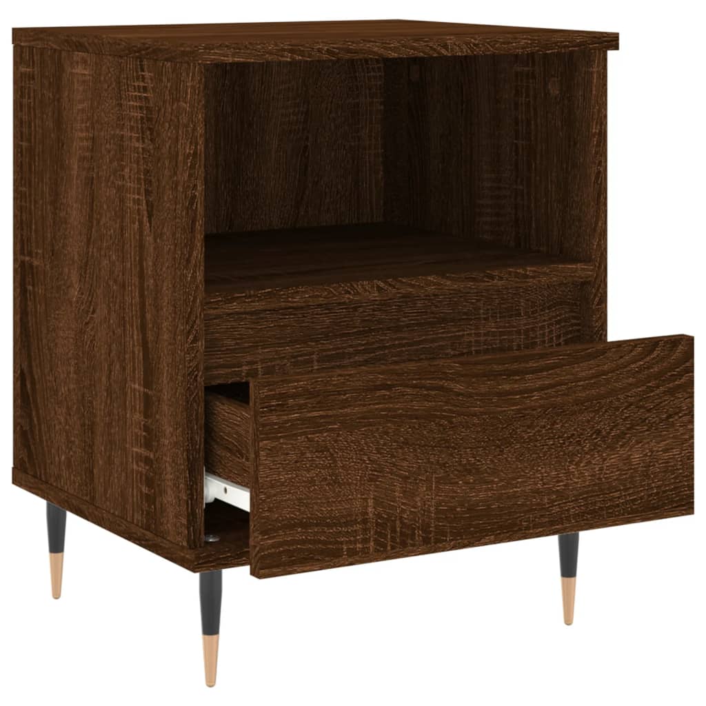 Brown Oak Bedside Cabinets Set of 2 - 40x35x50 cm Engineered Wood