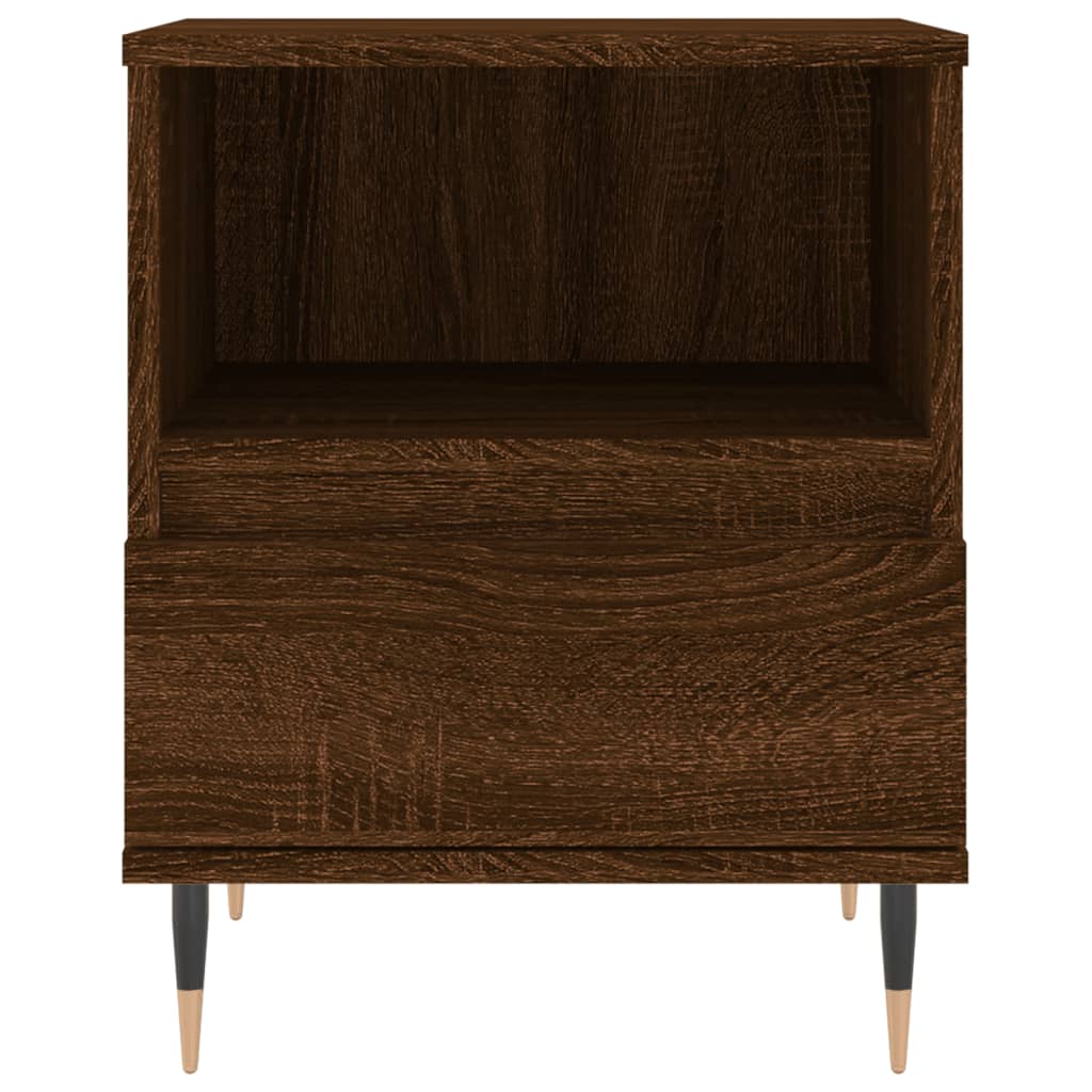 Brown Oak Bedside Cabinets Set of 2 - 40x35x50 cm Engineered Wood
