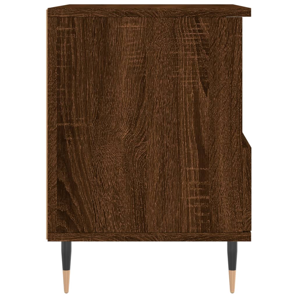 Brown Oak Bedside Cabinets Set of 2 - 40x35x50 cm Engineered Wood