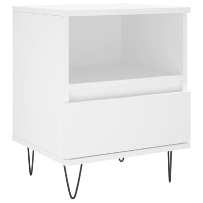 White Engineered Wood Bedside Cabinet 40x35x50 cm