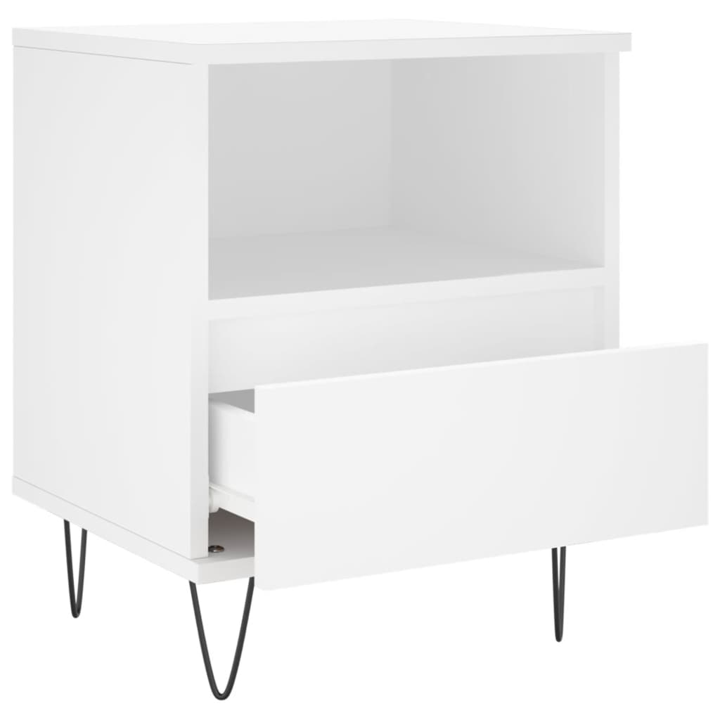 White Engineered Wood Bedside Cabinet 40x35x50 cm
