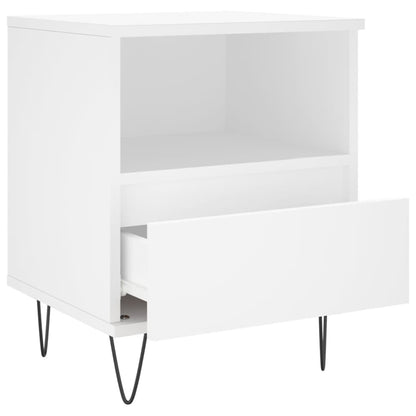 White Engineered Wood Bedside Cabinet 40x35x50 cm