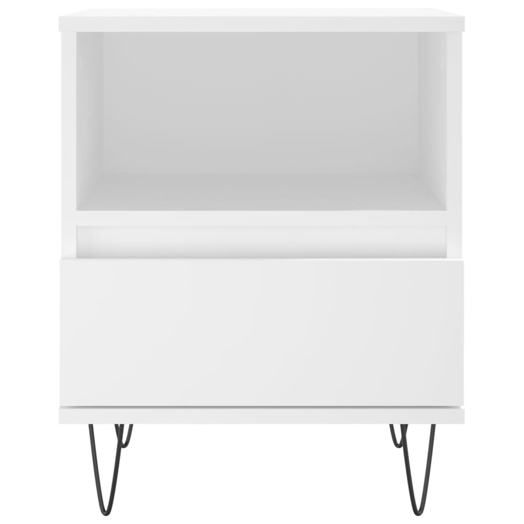White Engineered Wood Bedside Cabinet 40x35x50 cm