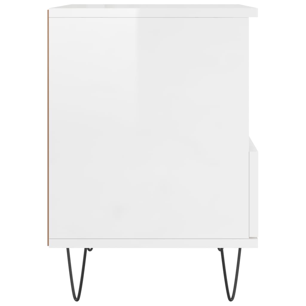 High Gloss White Bedside Cabinet, 40x35x50 cm, Engineered Wood