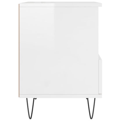 High Gloss White Bedside Cabinet, 40x35x50 cm, Engineered Wood