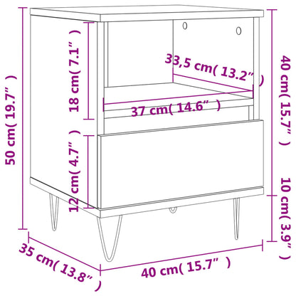 High Gloss White Bedside Cabinet, 40x35x50 cm, Engineered Wood