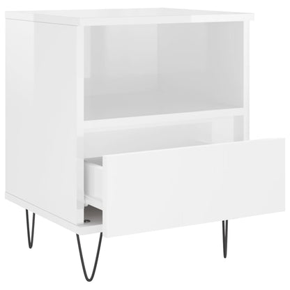 High Gloss White Bedside Cabinets Set of 2 - 40x35x50 cm Wood