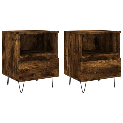 Smoked Oak Bedside Cabinets Set, 2pcs, 40x35x50 cm, Engineered Wood