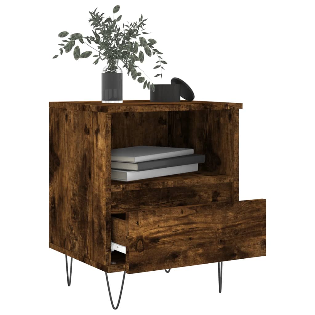 Smoked Oak Bedside Cabinets Set, 2pcs, 40x35x50 cm, Engineered Wood